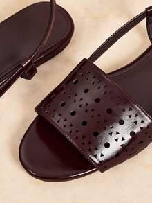 Rosivie Women's Bohemian Style Buckle Design Casual Flat Sandals Summer Shoes - Laser burgundy - View 7