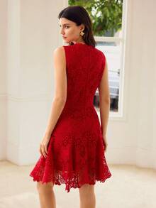 MOTF PREMIUM Vestido corto sin mangas de estilo commuter con bajo de sirena para mujer - Rojo - Ver 4