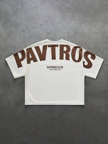 PAVTROS Men's Casual Loose Knit Apricot Short Sleeve T-Shirt, Summer Style, Suitable For Streetwear - Apricot - View 3