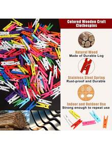 50/100/200 Pcs Colorful Artificial Wood Resin Clothespins – Colorful Mini Wooden Clothespins, Rustic Cartoon Decorative Clips, Suitable For Photo Displays, Holiday Decorations (Christmas, Thanksgiving, Graduation, Weddings) – No Batteries Required, Suitable For Diy Craftspeople...Girs Toys, Night Stand, Hanger, Pencil. Water Botle, Living Room Decor, Pen Holder, Shower Caddy, Photo Frame. Doll. Storage Box. - Multicolor - View 13
