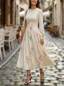 SHEIN Women's Floral Print Casual Party Long Dress - Multicolor - View 6