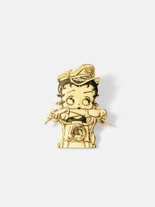 Betty Boop x SHEIN 1PC New Creative Cartoon Pattern Brooch, IP Joint Design, Cute Personalized, Simple And Generous, Can Also Be Used As Bags, Wear Accessories, Suitable - Gold - View 3