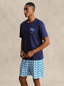EverLounge Thin Short Sleeve Men's Casual Minimalist Loungewear Set - Blue - View 3