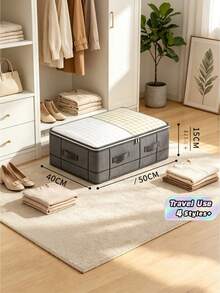 Large Storage Organizer Bag With Clear Window, Multi-Layer Clothing Storage Box For Wardrobe Closet, Under-Bed Space Saving Vertical Holder For Jeans Sweaters Blankets, Travel Suitcase Packing Cubes Alternative, Bedroom Home Clothes Storage Solution - Black and White - View 1