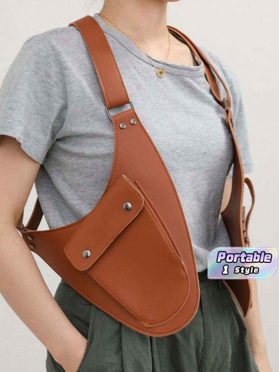 1 Piece Concealed Underarm Tactical Hunting Protector, Made Of Genuine Leather, Essential Equipment For Gun Enthusiasts, Role-Playing Players, Game Lovers And Outdoor Hunting. - Multicolor - View 1