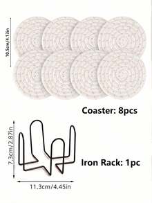 8pcs Pack Coasters With Holder, Minimalist Table Woven Coasters, Kitchen Table Heat-Resistant Coasters And Thick Insulation Pads For Kitchen Decor,Assorted Coaster Set For Home ,KitchenTabletop Protection Suitable Christmas For Holiday Gift Giving - White - View 10