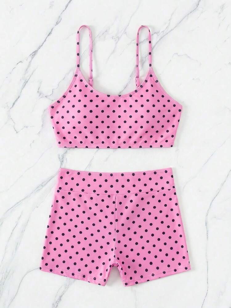 Swim Vcay Vacation Beach Polka Dot Print Bikini Set - Multicolor - View 3