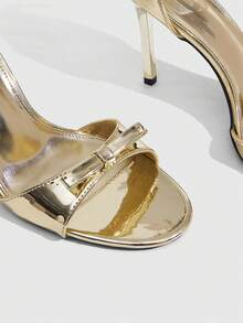 CUCCOO SZL Gold Mirror Bow With High-Heeled Sandals, Party Date Model. - Gold - View 5