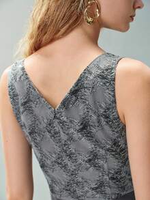 MOTF PREMIUM METAL DECOR SPLIT PATCHWORK DRESS - Grey - View 4