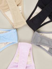 Bralution 5pcs Women Plus Size Basic Solid Seamless Comfortable Ribbed Knitted Sexy Thong Panties - Multicolor - View 7