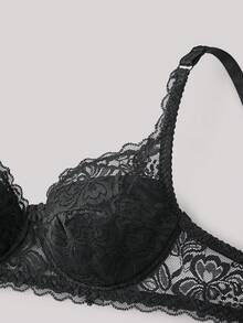 Hourtrue 2 Packs Floral Lace Underwire Lingerie Bra Setfor Summerfor Summer - Black and White - View 3