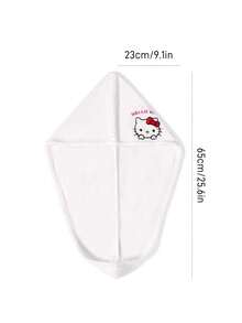 HELLO KITTY AND FRIENDS | SHEIN 1件裝可愛卡通刺繡速乾髮帽，超強吸水速乾，適用於各種髮質與髮量，吸水力強且易乾 - 白色 - 查看 3