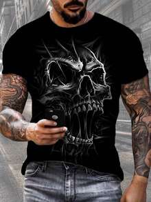 Manfinity Dauomo Men Black T-Shirt Back Big Letter Print "Music Is My Only Drug" Graphic Tee Hip Hop Streetwear Loos - Black - View 1