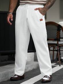 Manfinity CasualCool 男士時尚休閒丹寧抽繩腰口袋運動長褲 - 白色 - 查看 1