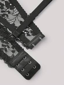 Hourtrue 2 Packs Floral Lace Underwire Lingerie Bra Setfor Summerfor Summer - Black and White - View 10