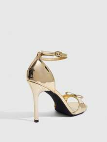 CUCCOO SZL Gold Mirror Bow With High-Heeled Sandals, Party Date Model. - Gold - View 3