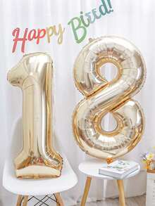 MINKOJA 2pcs 40 Inch (Approx 101.6 Cm) Platinum Giant Number Helium Foil Balloons, Large Digit Balloons For Birthday Party, Graduation, Anniversary, Party Decor - gold - View 2