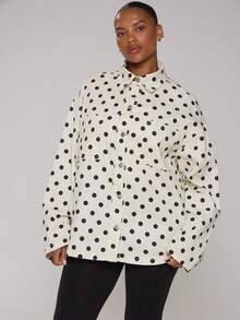 MUSERA Curve Polka Dot Denim Jacket - Multicolor - View 1