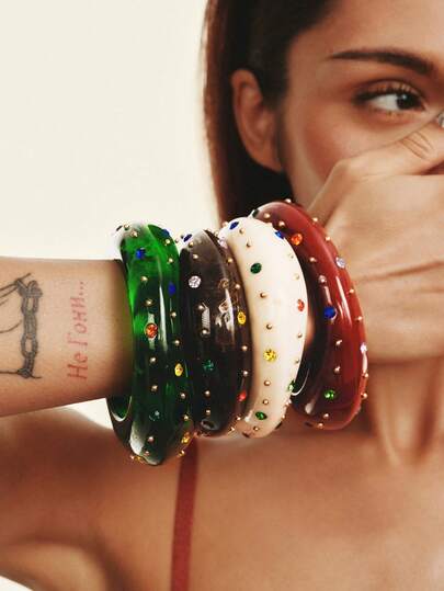 Popjeli Brazalete asimétrico de strass de colores, joyería minimalista y versátil apilable, minimalista/vintage/elegante, adecuado para mamá/dama/niña/madre, verano