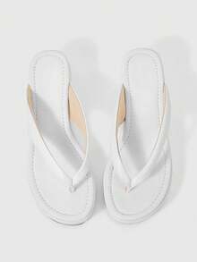 Sleekvia Sandal Wanita Tanpa Sol Platform Musim Panas Model Slip-On Nyaman Sepatu Hak Wedges Sepatu Selop Platform Putih - Putih - View 2