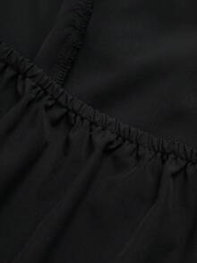 Elenzga Plus Size Women's Elegant Black Lace Patchwork Black Vest Design Date Inner Layer Pure Desire Lace Halter Neck Waist-Cinched Slimming Short Blouse Shirt For Commute And Office - Black - View 6