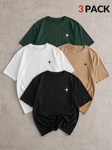 SIGLOCORE Men's Crew Neck Casual Versatile Daily Wear Short Sleeve T-Shirt 3pcs Set - Multicolor - View 8