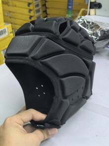 1件装户外运动滑雪头盔，柔软衬垫头盔，带衬里柔软橄榄球守门员头盔，适用于足球训练、骑行头盔 - 黑色 - 查看 7