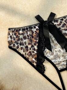Spicy Aura 1pc Leopard Print Lace Open Back Sexy Panties - Multicolor - View 5