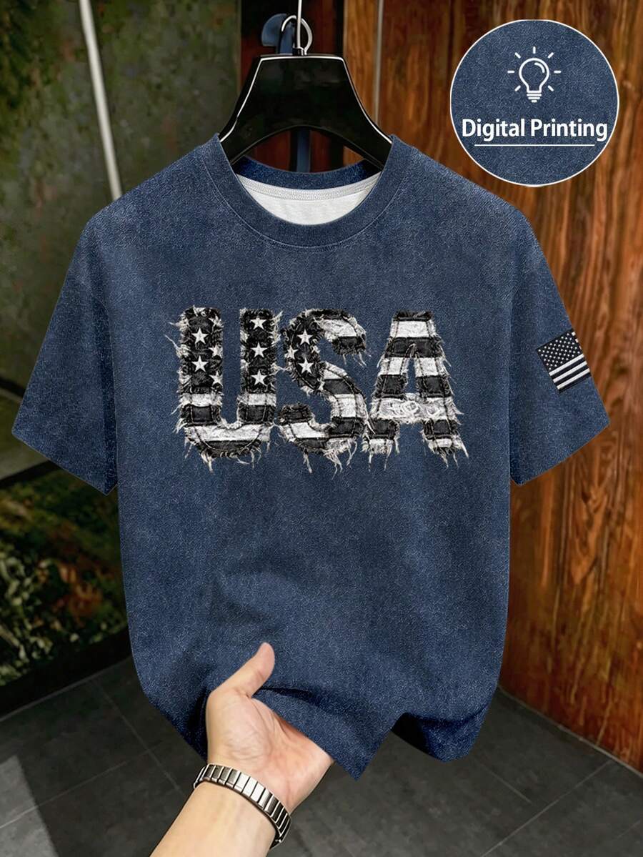 Gym Rark Men's Letter Print Crew Neck Short Sleeve Football Jersey T-Shirt - Multicolor - View 1