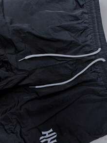 Sport MetroGents Men's Casual Letter Print Drawstring Waist Sports Pants - Black - View 5