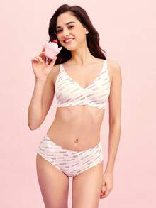 LUVLETTE 2-Pack Mid Rise Basics No-Show Printing Briefs Women Underwear Panties Set - Multicolor - View 13