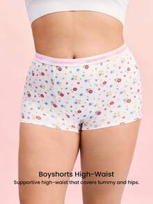 LUVLETTE Plus 2-Pack Cotton High-Waist Printed Letter Webbing Women's Boyshorts - Scooby-Doo Collaboration Series - Multicolor - View 6