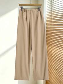 Rusticease Business Sports Elegant Women's Waist Tie Brown Striped Straight Leg Loose Casual Pants Winter Clothes Autumn Clothes Women's Country Pants - Khaki - View 3