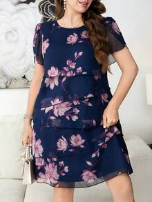 SHEIN Clasi 大尺碼女款花卉印花休閒派對與旅行洋裝 - 彩色 - 查看 4