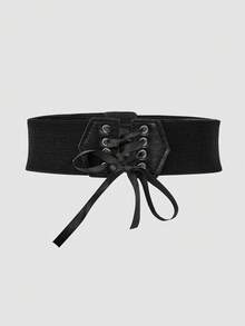 MortiRose 1pc Women's Fashion Minimalist Versatile Decorative Elastic Waist Commuting, Dating, Party Women Corset Belt For Dress,Waist Trainer Waist-Shaping - Black - View 2