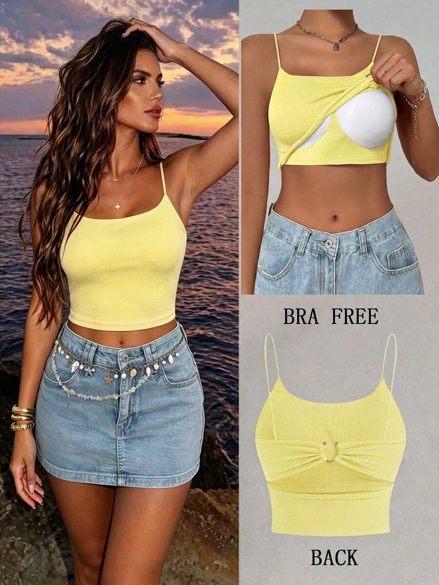Allurite Áo hai dây tank top đệm lưng, dây đeo có khóa kim loại