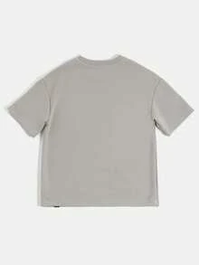 SUMWON Puff Logo Crew Neck Oversized Short Sleeve T-Shirt For Tweens Casual Everyday Summer Essential Top - Grey - View 2