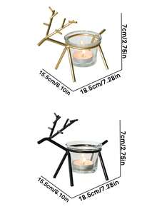 Cirelle 1pc Minimalist Reindeer Silhouette Candle Holder With Insert For Office Working Desk Featuring Captivating Visual Delight And Healing Style Comfort For Urban Career Women And Teen Girls - multicolor - View 4