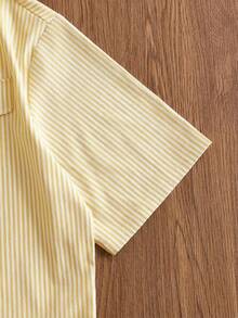 ESTAVOR Men's Striped Print Shirt - Yellow - View 6