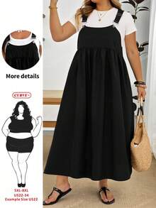 SHEIN CURVE+ 大尺碼夏季休閒純色細肩帶洋裝 - 彩色 - 查看 1