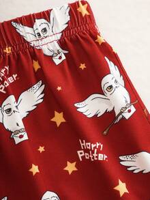HARRY POTTER X SHEIN 青少年女孩印花細肩帶上衣與短褲家居服 - 紅色 - 查看 7