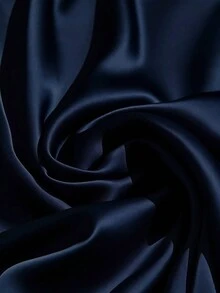 GlowEve CURVE 大码女士优雅休闲通勤日常缎面长袖交叉领系带蝴蝶结连衣裙，缎面材质，适合女士穿着，尽显奢华气质，适合优雅女士、正式场合穿着，也适合长袖穿着。 - 藏蓝色 - 查看 4