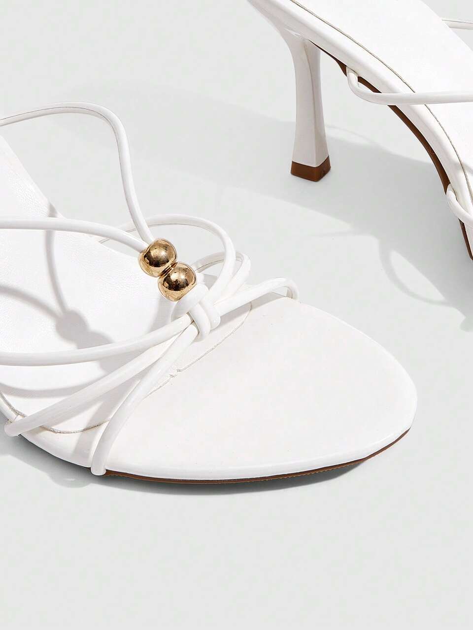 CUCCOO SZL Women Shoes Spring And Summer New Round Toe Stiletto White Thin Strip With High Heel Sandals Slippers Fashionable Comfortable Sexy Party Sandals