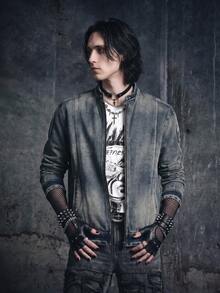 Manfinity ZONE917 男士长袖休闲牛仔夹克，拉链前襟，秋季款 - 藍色 - 查看 5