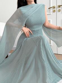 Feyla Women's Solid Color Elegant Waist-Cinched Mid-Length Dress For Party And Travel, Summer Dusty Blue - Mint Green - View 2