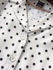 Franclia Women's Striped Lapel Short Sleeve Casual Shirt - White - View 7