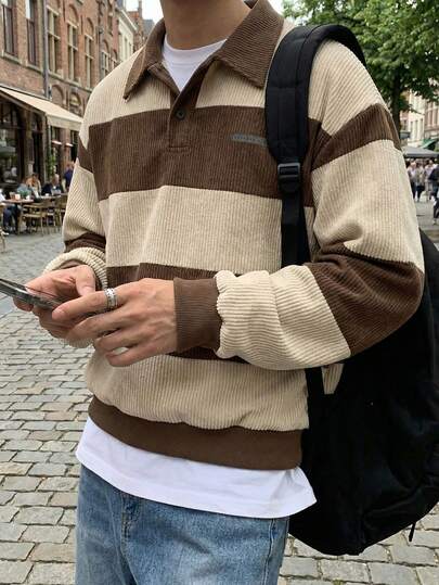 SWAVVY 男士针织休闲日常宽松半拉链长袖卫衣