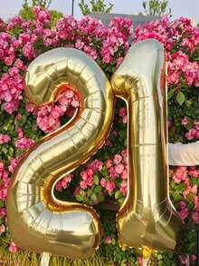 POKOJA LAND 1/2Pcs 40-Inch Large Light Gold Number Foil Balloons, Suitable For 10th, 16th, 18th, 20th, 21st, 25th, 30th-50th Birthday Party Decorations, Room Decor - Light gold - View 1