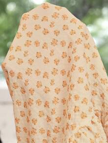 CottageSlumber Conjunto de pijama para mujer sin mangas con estampado floral menudo y ribete de volantes - Naranja - Ver 7