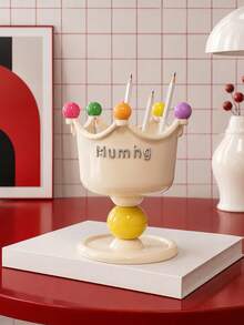 Zazumi 1pc Desktop Organizer Crown Shape With Glossy Spherical Nodes For Minimalist Office Desk Featuring Captivating Visual Delight For Career Women - Multicolor - View 5